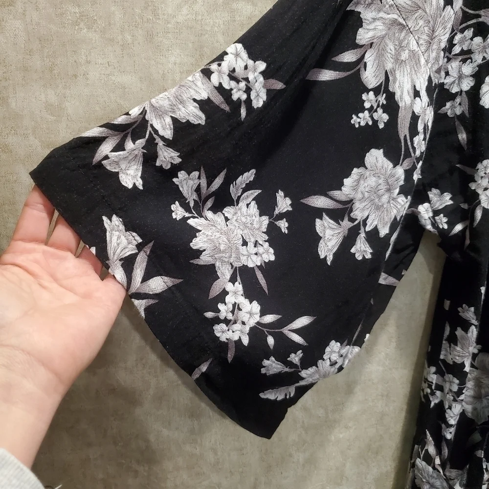 Spiritual Gangster Maya Black Floral Kimono Cover-up - Picture 8 of 10